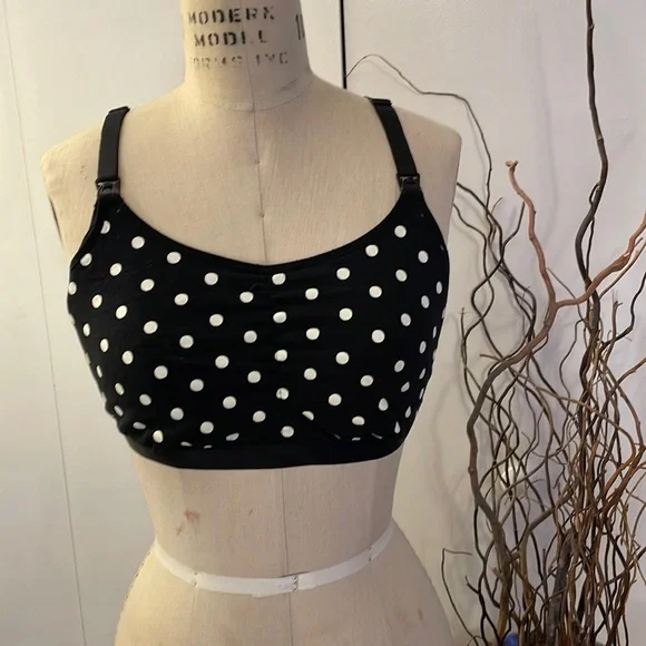 Loving Moments polka dot nursing bra in black and white XL - Picture 1 of 8